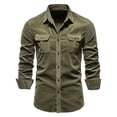thumbnail image 1 of Men's Autumn Corduroy Men's Shirt Slim Casual Shirt Men's New Long Sleeve Jacket-Green-M, 1 of 6