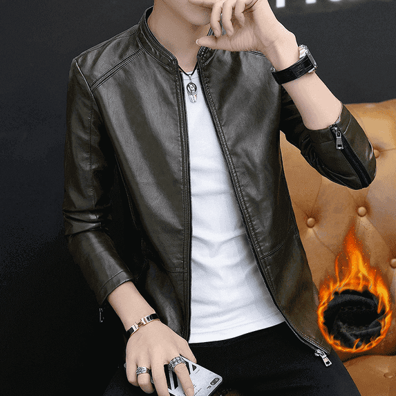 Men's Autumn Slim Trendy Casual Versatile Leather Jacket