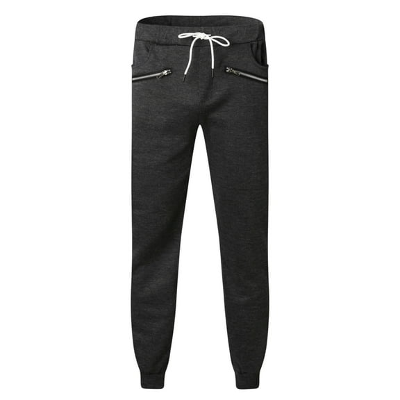 Men's Autumn Stitching Casual Zipper Closure Feet Trousers Lace-up Sports Pants