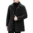 thumbnail image 1 of Men's Autumn Winter Casual Lamb Wool Lapel Jacket Solid Color Outdoor Coat Lightweight Warm Fabric, 1 of 9