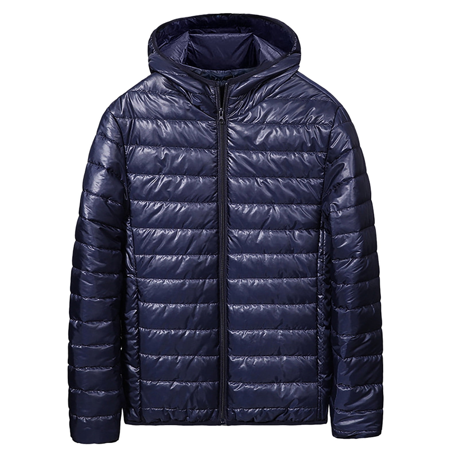 Men Autumn and Winter Two Way Zipper Down Coats Solid Zipper