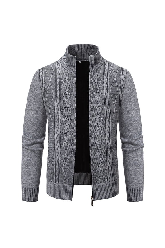 Men's Autumn Winter Casual Zip Up Sweater Coat Long Sleeve Outdoor Knitted Wool Blend Jacket for Daily Wear and Comfort Men Casual Dress Sweater Long Sleeve Hoodie Mens Long Hooded Sweatshirt