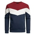 thumbnail image 1 of Men's Autumn Winter Color Block Round Neck Casual Sportswear Sweatshirt Without Hood Casual Fall Pullover Long Sleeve Crewneck Loose Tops, 1 of 2
