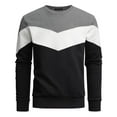 thumbnail image 1 of Men's Autumn Winter Color Block Round Neck Casual Sportswear Sweatshirt Without Hood Casual Fall Pullover Long Sleeve Crewneck Loose Tops, 1 of 2