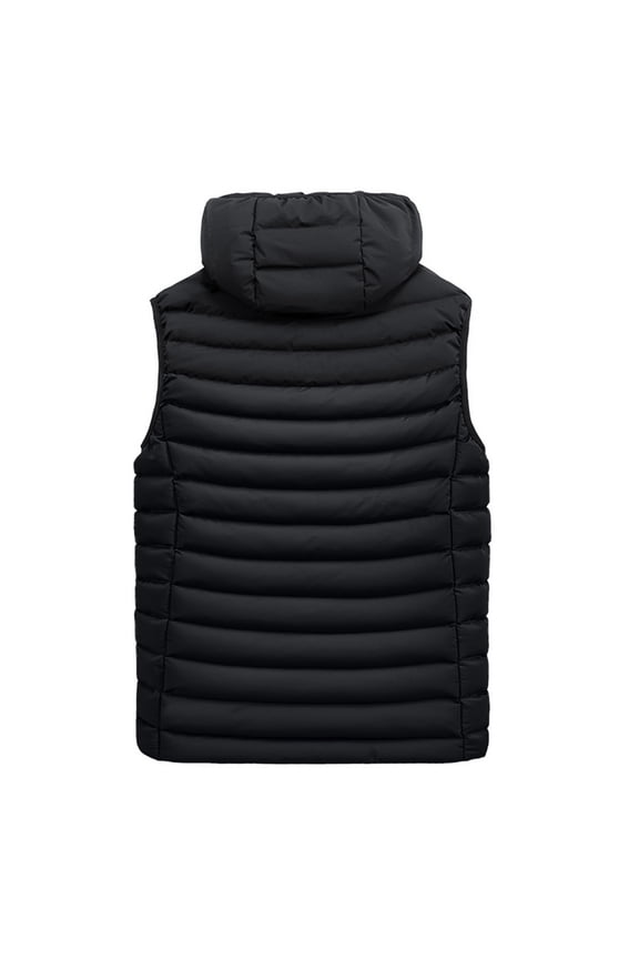 Men's Autumn&Winter Color Matching Sleeveless Zipper Hooded Vest Parkas