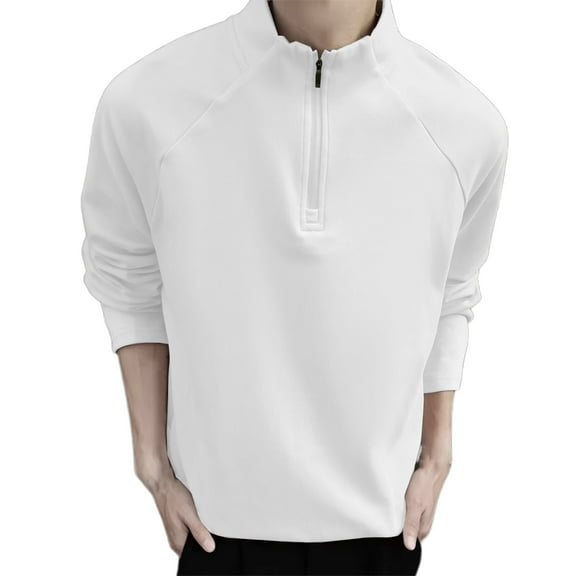 Men's Autumn Winter Half Zip Long Sleeve T-Shirt Raglan Sleeves Casual Base Layer Top Comfortable Stylish Spring Fashion Men's Lightweight Crewneck Tee Tops