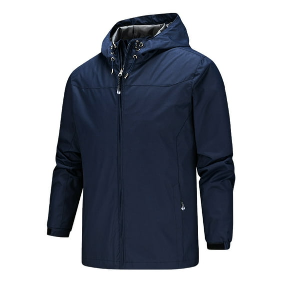 Men's Autumn And Winter Stand Collar Hooded Waterproof Outdoor Thin Jacket Top Blouse Coat Jacket Men Small Mens Big Tall Jacket Korean Style Jacket Men Mens Fashion Jacket Men Fleece Office Winter