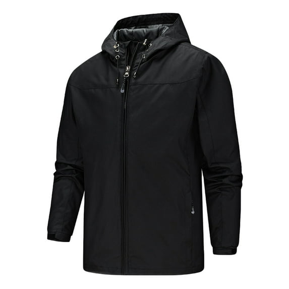 Men's Autumn And Winter Stand Collar Hooded Waterproof Outdoor Thin Jacket Top Blouse Coat Jacket Men Small Mens Big Tall Jacket Korean Style Jacket Men Mens Fashion Jacket Men Fleece Office Winter