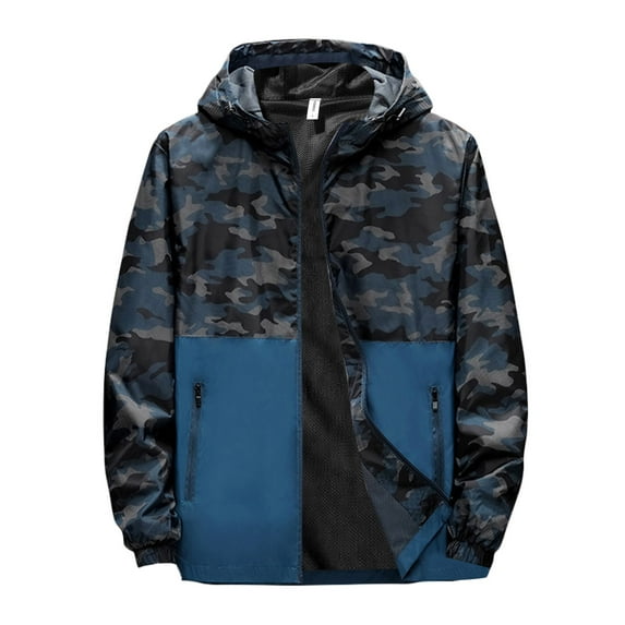Men's Autumn And Winter Stand Collar Hooded Waterproof Outdoor Thin Jacket Top Blouse Coat Jacket Men Small Mens Big Tall Jacket Korean Style Jacket Men Mens Fashion Jacket Men Office Winter