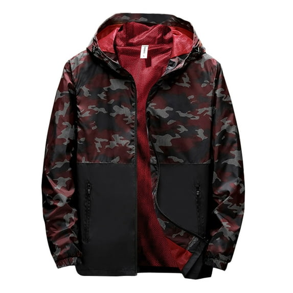 Men's Autumn And Winter Stand Collar Hooded Waterproof Outdoor Thin Jacket Top Blouse Coat Jacket Men Small Mens Big Tall Jacket Korean Style Jacket Men Mens Fashion Jacket Men Office Winter