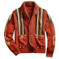 thumbnail image 1 of Men's Autumn Winter Sweater Vintage Jacquard Lapel Knitwear Red XL, 1 of 4