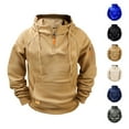 thumbnail image 1 of Men's Autumn Winter Tactical Sweatshirt 1/4 Zipper Long Sleeve Sports Hoodie with Pockets Military Style Blue M, 1 of 4