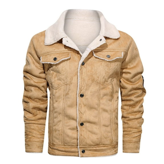 Men's Autumn Winter Vintage Turn-down Collar Solid Imitation Leather Coat