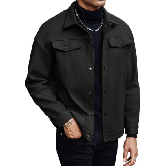 Men's Autumn Winter Woolen Jacket Casual Business Short Trend Coat