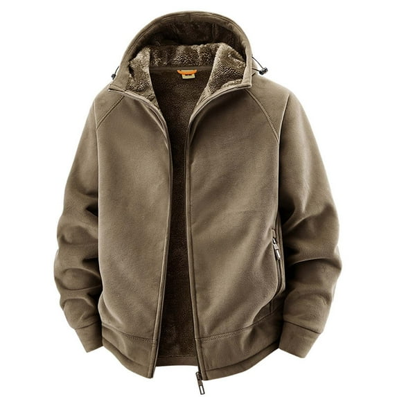 Men's Autumn and Winter Jacket, Thickened Hooded Jacket, Outdoor Loose and Casual Coat, Brown Xxxl