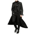 thumbnail image 1 of Men's Autumn and Winter Long Trench Coat Double Coats Belt Loose Jacket Size:XL, 1 of 7