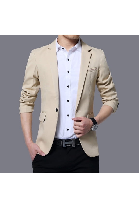 Men's Autumn and Winter Men's Casual Suit Korean Slim-fit Small Suit Men's Casual Suit Jacket-khaki-L