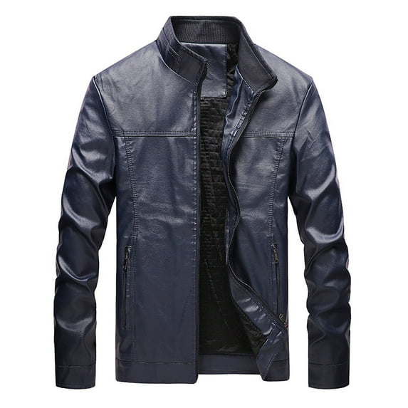 Men's Autumn and Winter Men's Motorcycle Velvet Leather Jacket Handsome Casual Youth Jacket