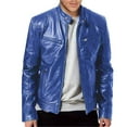 thumbnail image 1 of Men's Autumn and Winter Stand Collar Leather Jacket Zip Faux Leather Jacket Long Sleeve Jacket, 1 of 4