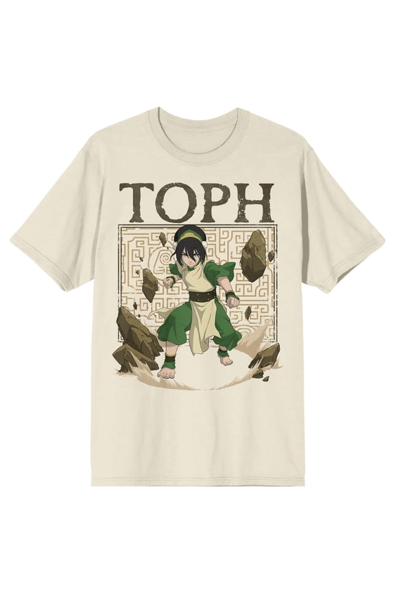 Avatar The Last Airbender Toph Rocks and dust cloud on Natural Short Sleeve Adult T-Shirt-3XL