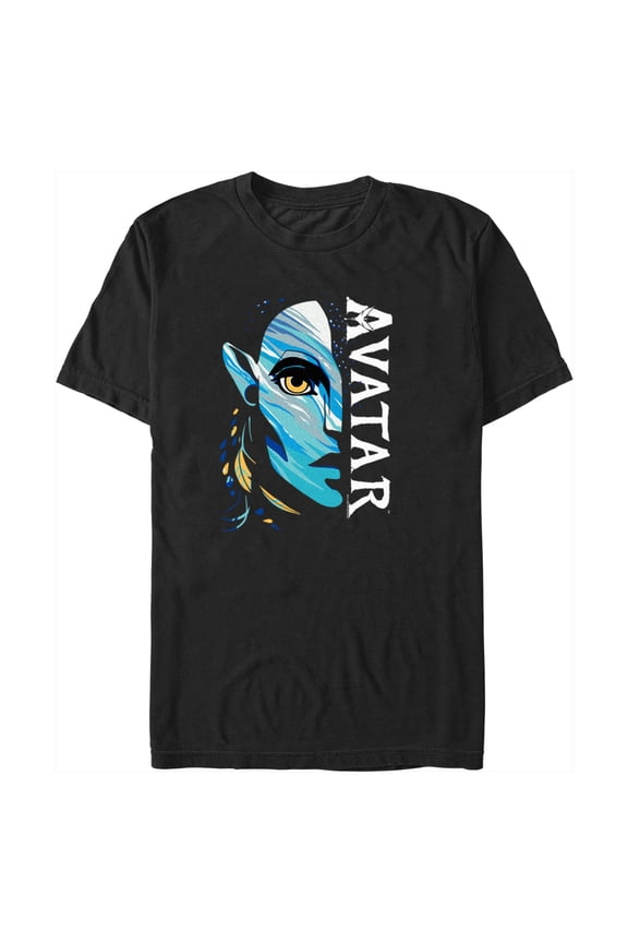 Men's Avatar: The Way of Water Neytiri Half Face Logo  Graphic Tee Black Large