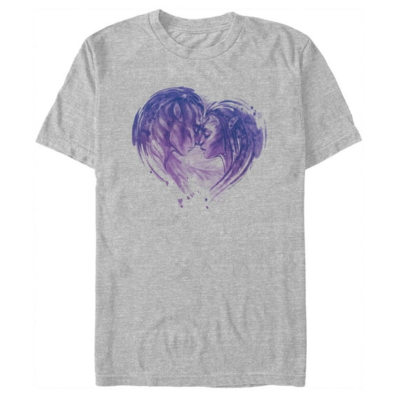 Men's Avatar: The Way of Water Neytiri and Jake Sully Watercolor Heart  Graphic Tee Athletic Heather 2X Large
