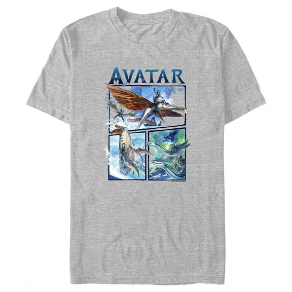 Men's Avatar: The Way of Water Watercolor Air and Sea Creatures Logo Graphic Tee Athletic Heather Large