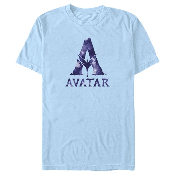 Men's Avatar Watercolor A Logo Graphic Tee Light Blue Medium