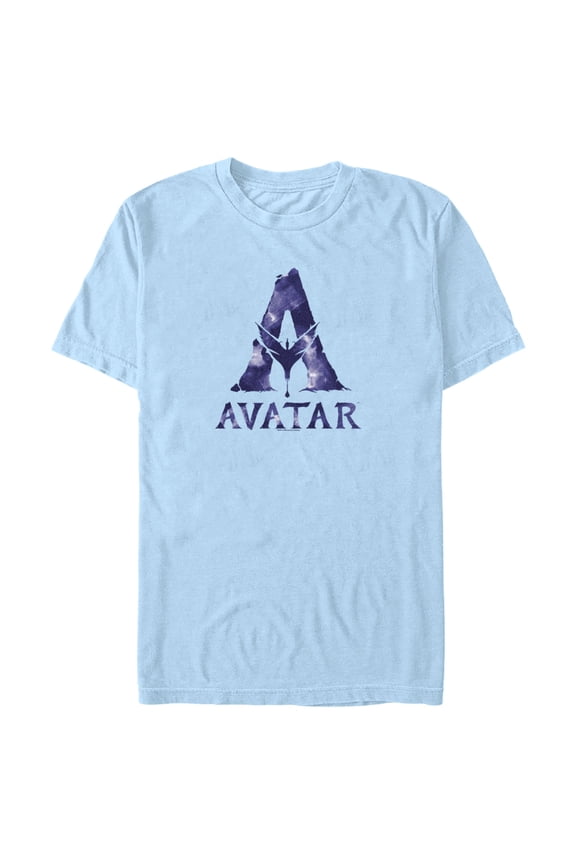 Men's Avatar Watercolor A Logo  Graphic Tee Light Blue Small