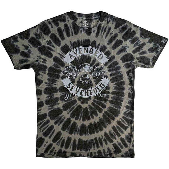 Men's Avenged Sevenfold Deathbat Crest (Dip-Dye) Tie Dye T-shirt X-Large Charcoal