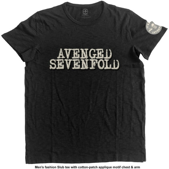 Men's Avenged Sevenfold Logo & Deathbat Vintage T-shirt Large Black