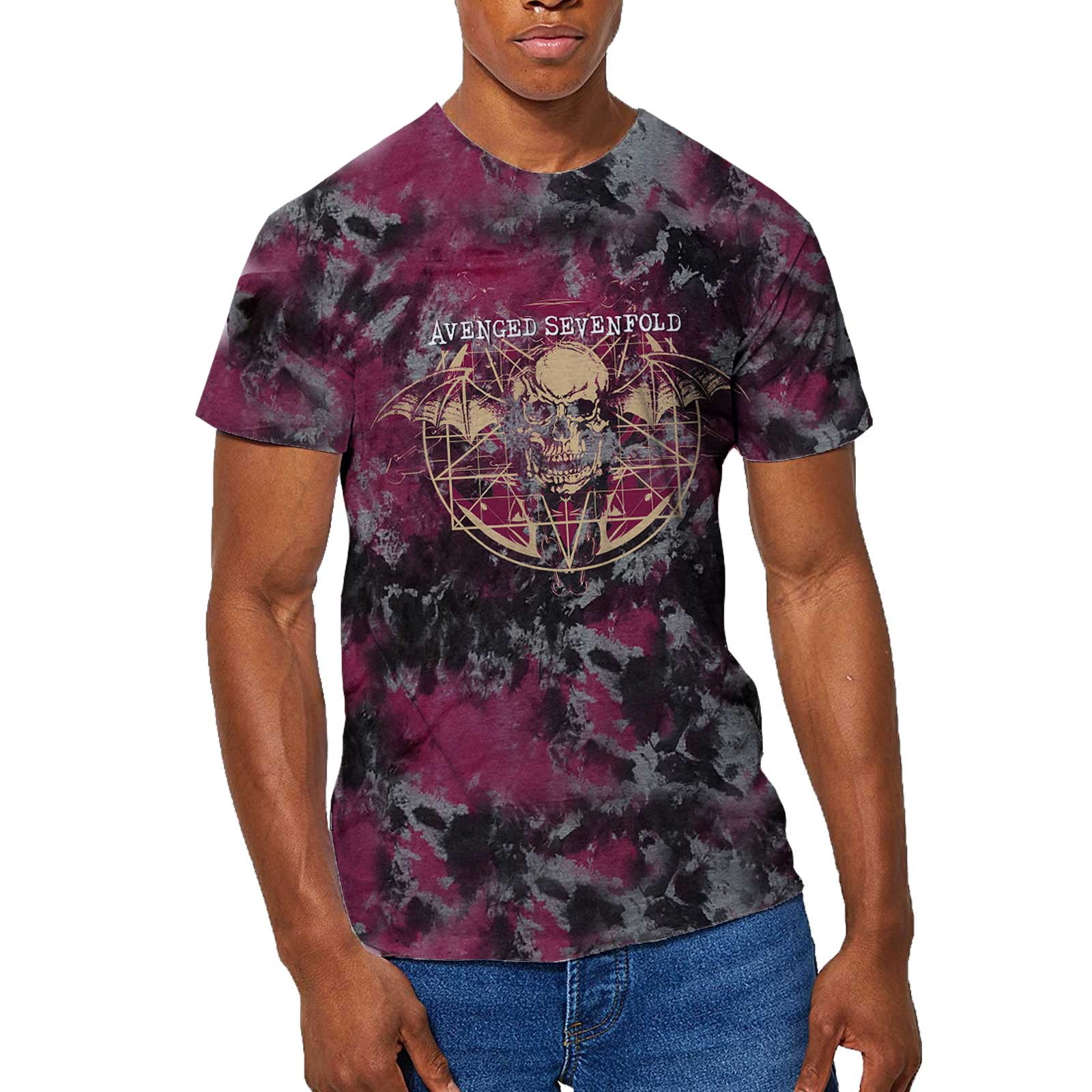 Men s Avenged Sevenfold Ritual Dip Dye Tie Dye T shirt X Large Grey Walmart