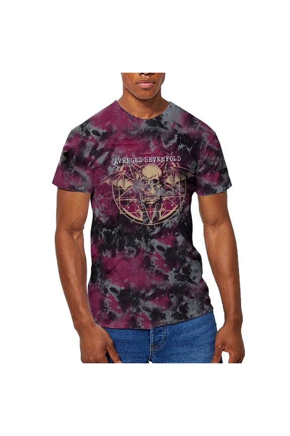 Men's Avenged Sevenfold Ritual (Dip-Dye) Tie Dye T-shirt Large Grey