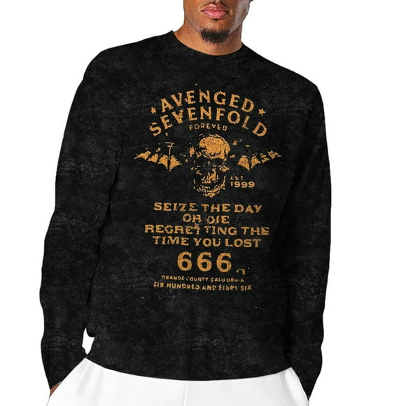 Men's Avenged Sevenfold Sieze The Day (Dip-Dye) Tie Dye Long Sleeve Large Black