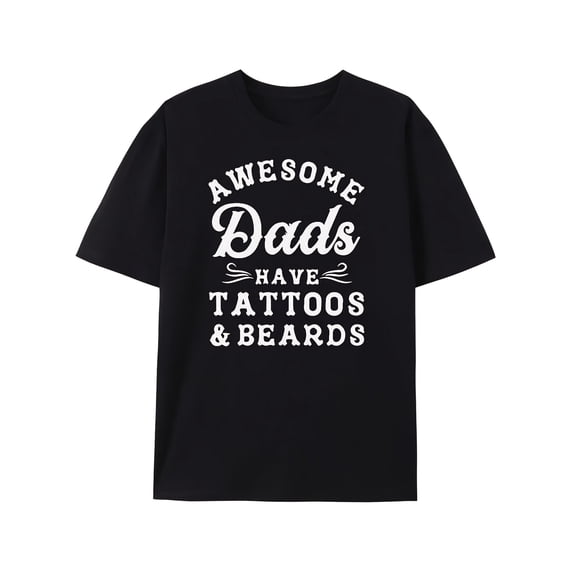 Men's Awesome Dads Tattoos Beards Graphic T-Shirt