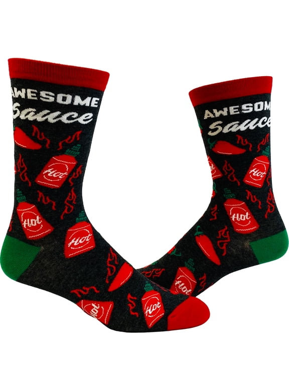 Men's Awesome Sauce Socks Funny Spicy Hot Sauce Lover Graphic Novelty Footwear