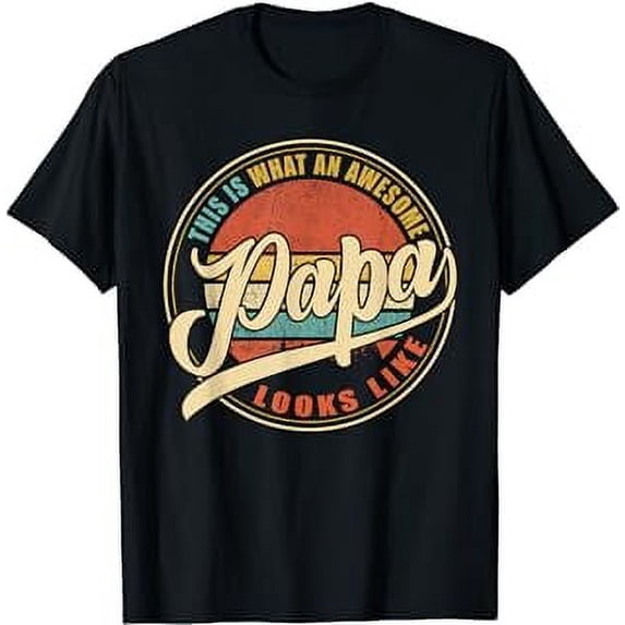 Men's Awesome Vintage Dad, Papa, Grandpa Black T-Shirt - Classic Fit, Short Sleeve