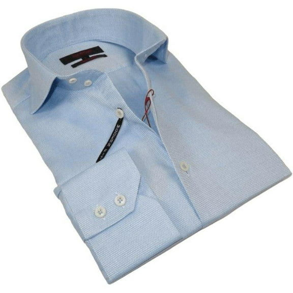 Men's Axxess Turkey Shirt 100% Egyptian Cotton High Collar 224-02 Blue Pique