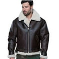 thumbnail image 1 of Men's B-3 Bomber Aviator Shearling Winter Brown Genuine Jacket Leather SouthBeachLeather 2X-Large, 1 of 5