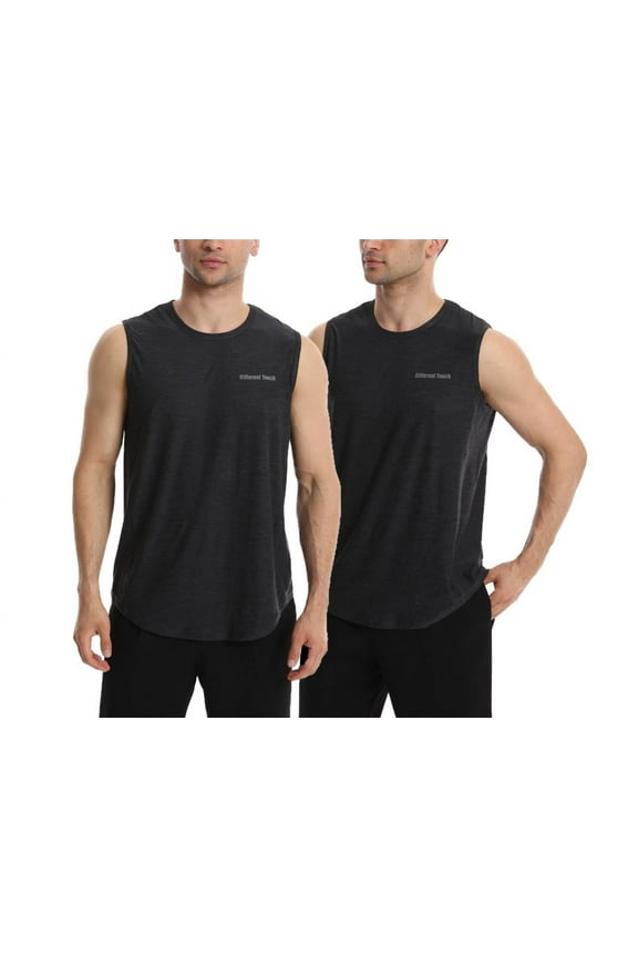 Men’s BIG and TALL 2 Pack Active Gym Sleeveless Shirts Crew Neck Muscle Tank Top