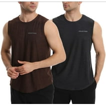 Men’s BIG and TALL 2 Pack Active Gym Sleeveless Shirts Crew Neck Muscle Tank Top