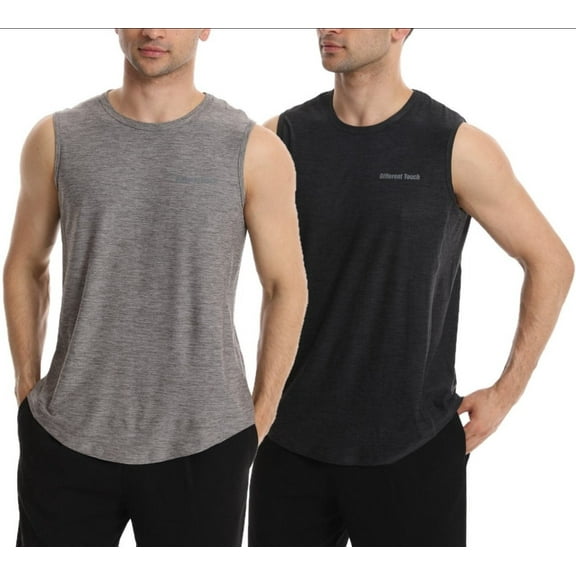 Men’s BIG and TALL 2 Pack Active Gym Sleeveless Shirts Crew Neck Muscle Tank Top