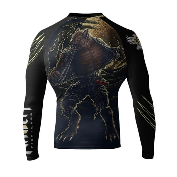 Men's BJJ Horror Werewolf Long Sleeve MMA Rash Guard Small