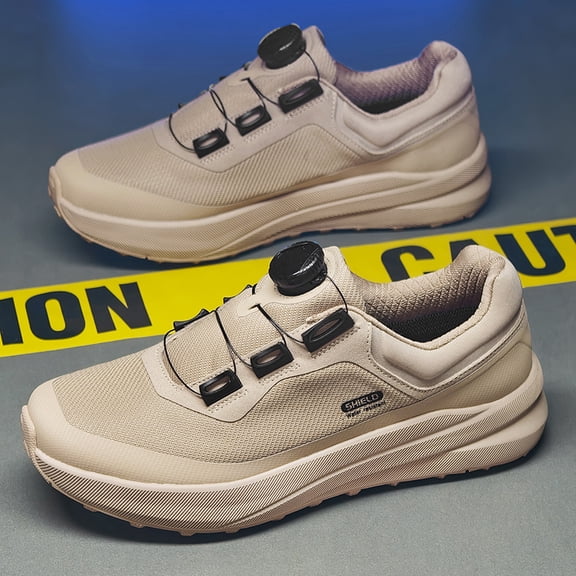 Men's BOA Quick Rotary Buckle Platform Casual Walking Shoes, Breathable Wear Resistant Non-Slip Wide Toe Outdoor Office Commuting Footwear