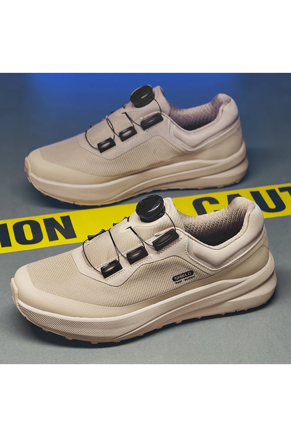 Men's BOA Quick Rotary Buckle Platform Casual Walking Shoes, Breathable Wear Resistant Non-Slip Wide Toe Outdoor Office Commuting Footwear