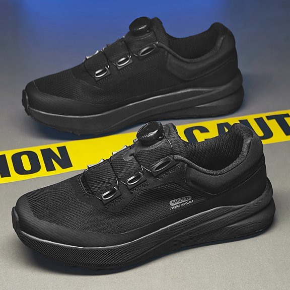 Men's BOA Quick Rotary Buckle Platform Casual Walking Shoes, Breathable Wear Resistant Non-Slip Wide Toe Outdoor Office Commuting Footwear