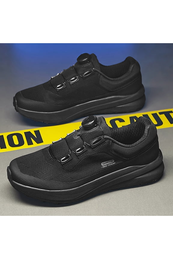 Men's BOA Quick Rotary Buckle Platform Casual Walking Shoes, Breathable Wear Resistant Non-Slip Wide Toe Outdoor Office Commuting Footwear