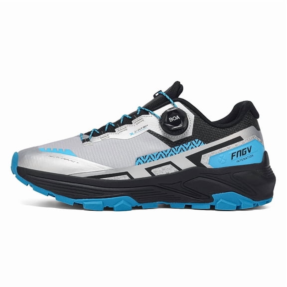 Men's BOA Rotatory Lace‑Up Trail Running Shoes, Quick‑Turn Dial Closure System Mixed Weave Upper Reinforced Heel Structure Aggressive Lugged Outsole Padded Ankle Collar for Outdoor Trail Sports Hikin