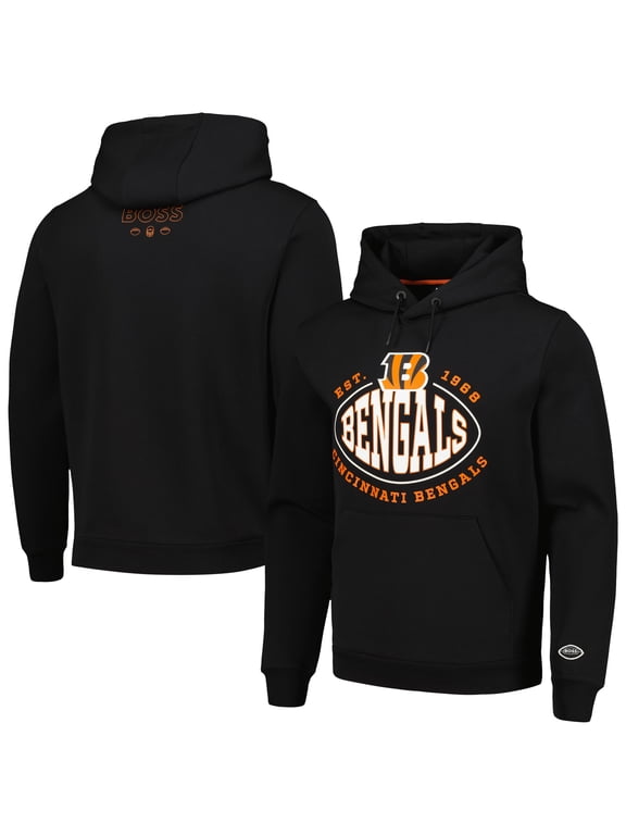 Men's BOSS X NFL Black Cincinnati Bengals Touchback Pullover Hoodie