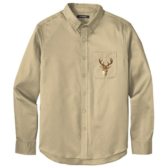 Men's BUCK DEER PATCH Twill Shirt with Pocket, 3XL Wheat